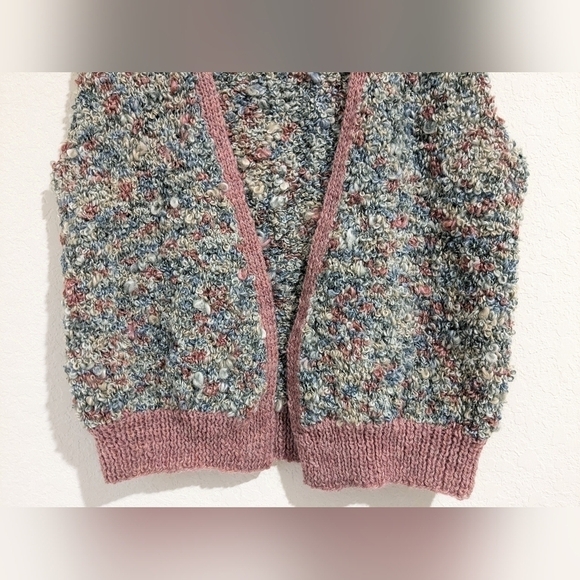 Colorful Pastel Fuzzy Knit Sweater Vest Layering Cottagecore Grandma Granny - Picture 5 of 7